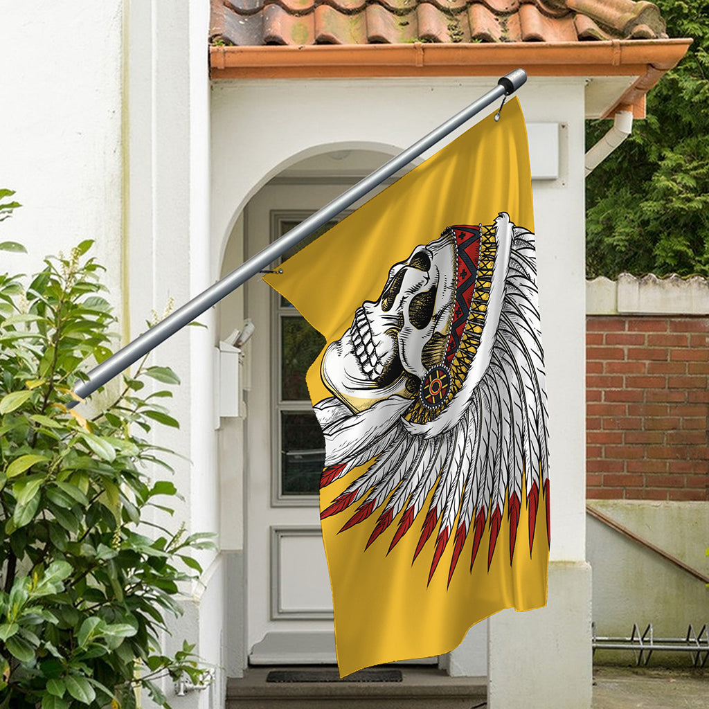Native American Indian Skull Print Polyester Flag