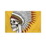 Native American Indian Skull Print Polyester Flag