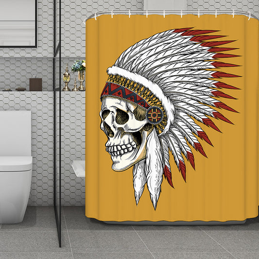 Native American Indian Skull Print Polyester Shower Curtain