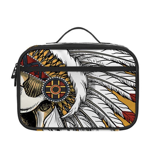 Native American Indian Skull Print Portable Lunch Bag