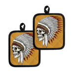 Native American Indian Skull Print Pot Holders