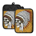 Native American Indian Skull Print Pot Holders With Pocket