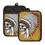 Native American Indian Skull Print Pot Holders With Pocket