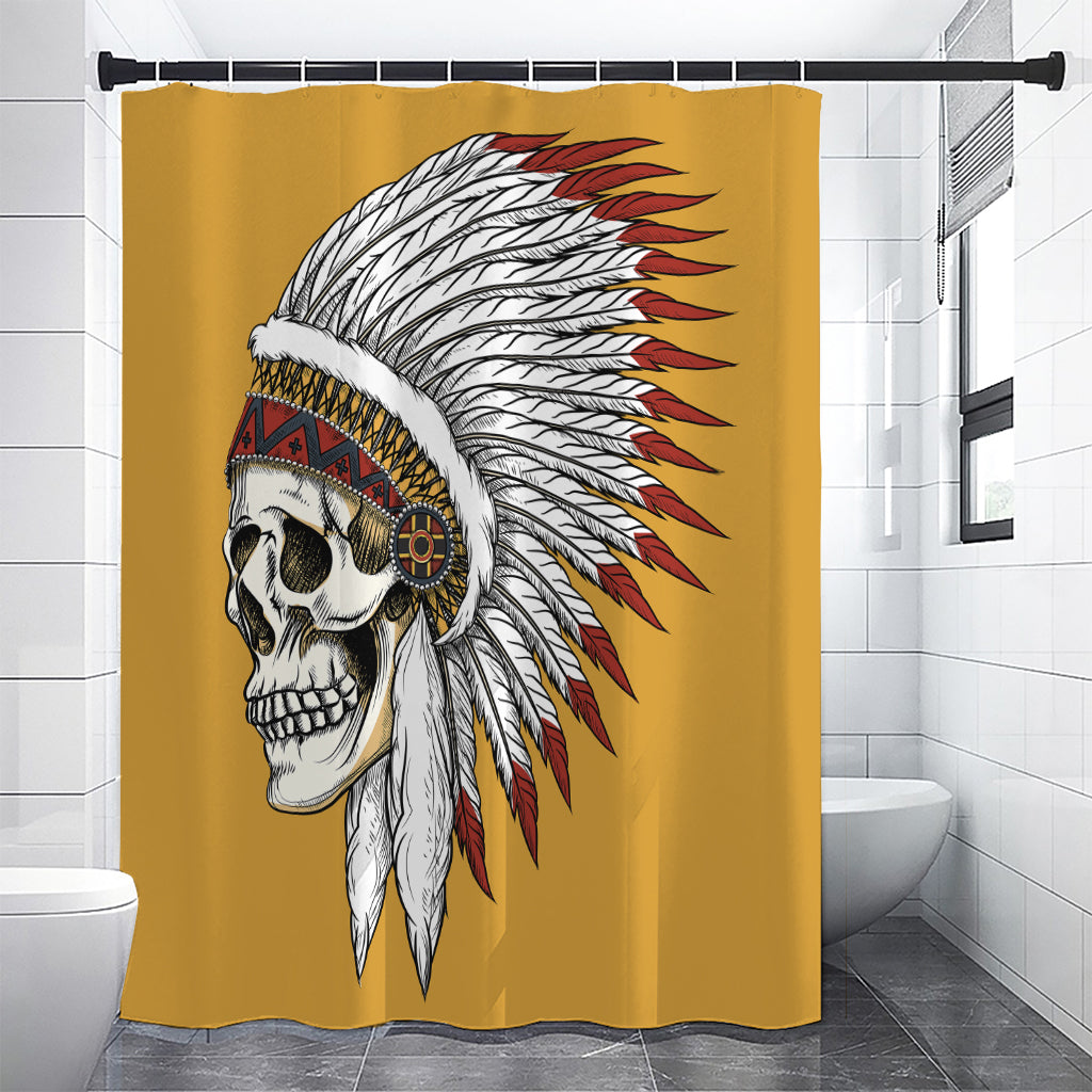 Native American Indian Skull Print Premium Shower Curtain