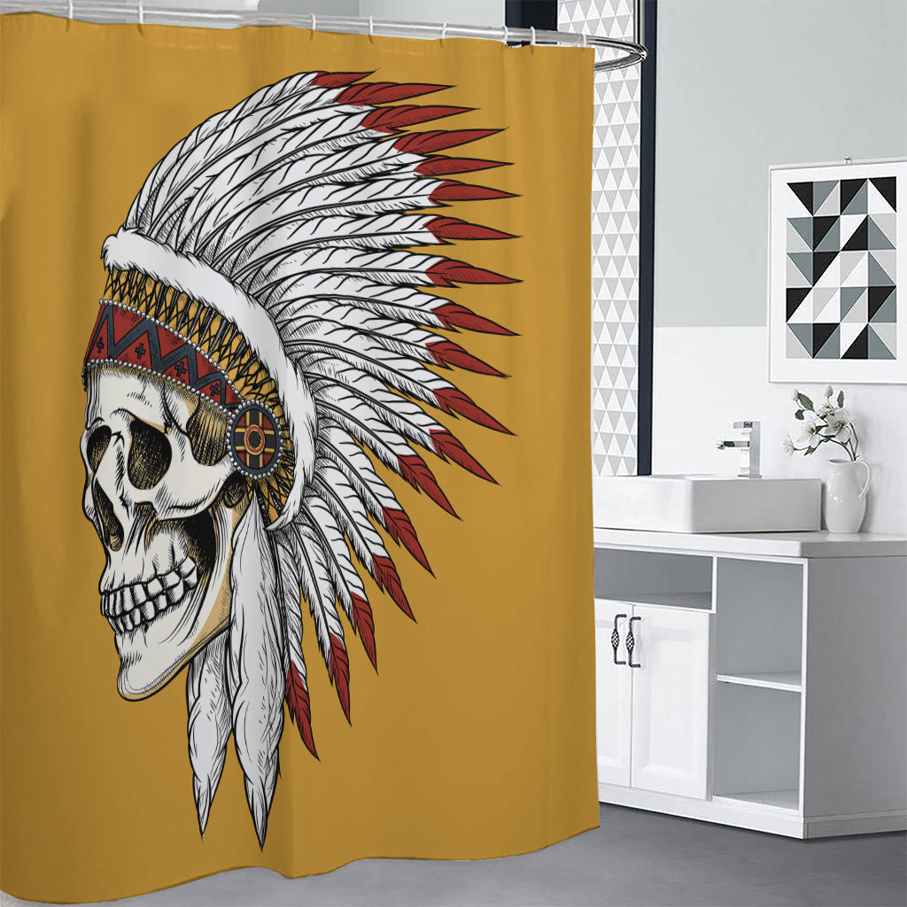 Native American Indian Skull Print Premium Shower Curtain