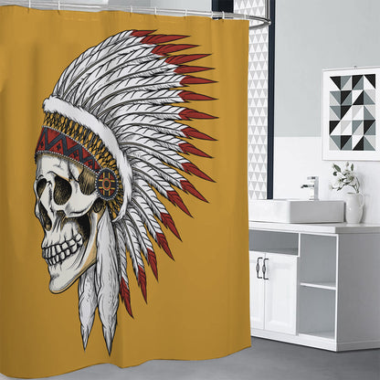 Native American Indian Skull Print Premium Shower Curtain