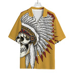 Native American Indian Skull Print Rayon Hawaiian Shirt