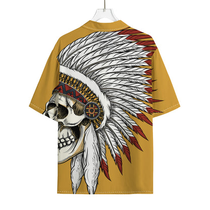 Native American Indian Skull Print Rayon Hawaiian Shirt