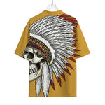 Native American Indian Skull Print Rayon Hawaiian Shirt