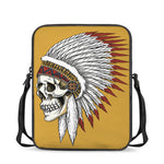 Native American Indian Skull Print Rectangular Crossbody Bag
