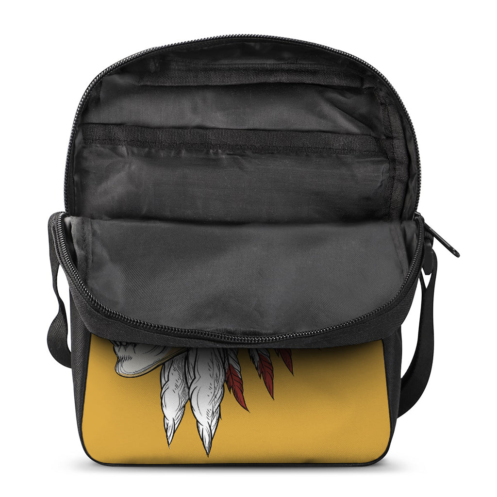Native American Indian Skull Print Rectangular Crossbody Bag