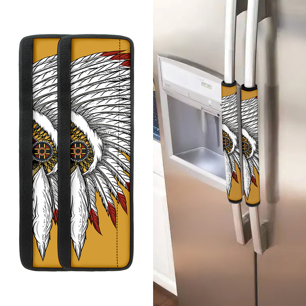 Native American Indian Skull Print Refrigerator Handle Covers