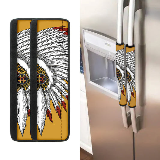 Native American Indian Skull Print Refrigerator Handle Covers
