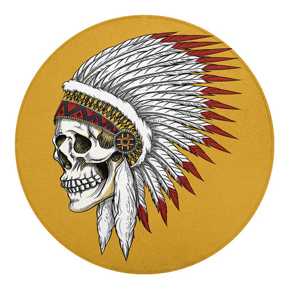 Native American Indian Skull Print Round Blanket