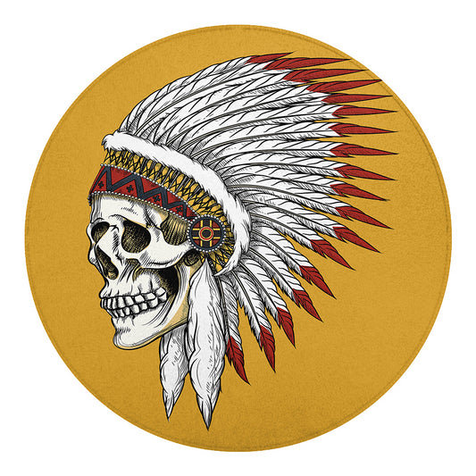 Native American Indian Skull Print Round Blanket