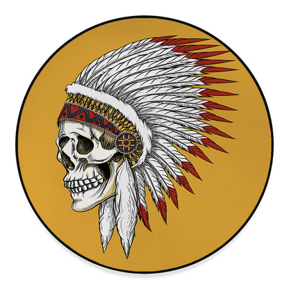 Native American Indian Skull Print Round Floor Mat