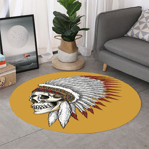 Native American Indian Skull Print Round Rug