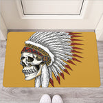 Native American Indian Skull Print Rubber Doormat