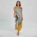 Native American Indian Skull Print Short Sleeve Maxi Dress