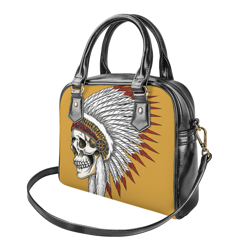 Native American Indian Skull Print Shoulder Handbag