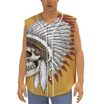 Native American Indian Skull Print Sleeveless Baseball Jersey
