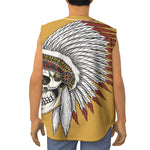 Native American Indian Skull Print Sleeveless Baseball Jersey