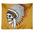 Native American Indian Skull Print Tapestry