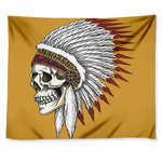 Native American Indian Skull Print Tapestry