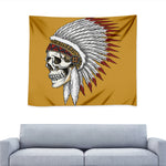 Native American Indian Skull Print Tapestry