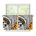 Native American Indian Skull Print Tier Curtains