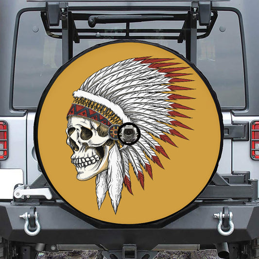 Native American Indian Skull Print Tire Cover With Camera Hole