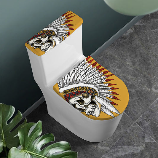 Native American Indian Skull Print Toilet Lid And Tank Cover Set