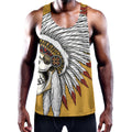 Native American Indian Skull Print Men's Workout Tank Top