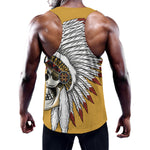 Native American Indian Skull Print Training Tank Top