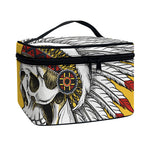 Native American Indian Skull Print Travel Makeup Bag