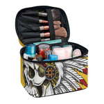 Native American Indian Skull Print Travel Makeup Bag