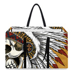 Native American Indian Skull Print Utility Tote Bag