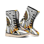Native American Indian Skull Print Winter Boots