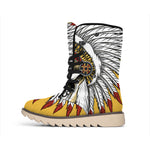 Native American Indian Skull Print Winter Boots