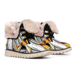 Native American Indian Skull Print Winter Boots