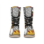 Native American Indian Skull Print Winter Boots