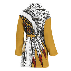 Native American Indian Skull Print Women's Bathrobe