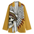 Native American Indian Skull Print Women's Blazer