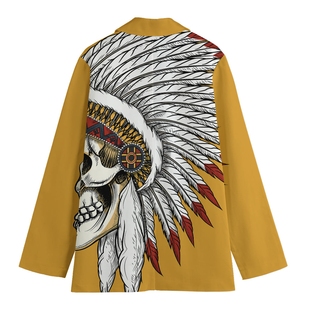 Native American Indian Skull Print Women's Blazer