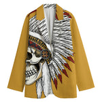 Native American Indian Skull Print Women's Cotton Blazer