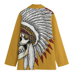 Native American Indian Skull Print Women's Cotton Blazer