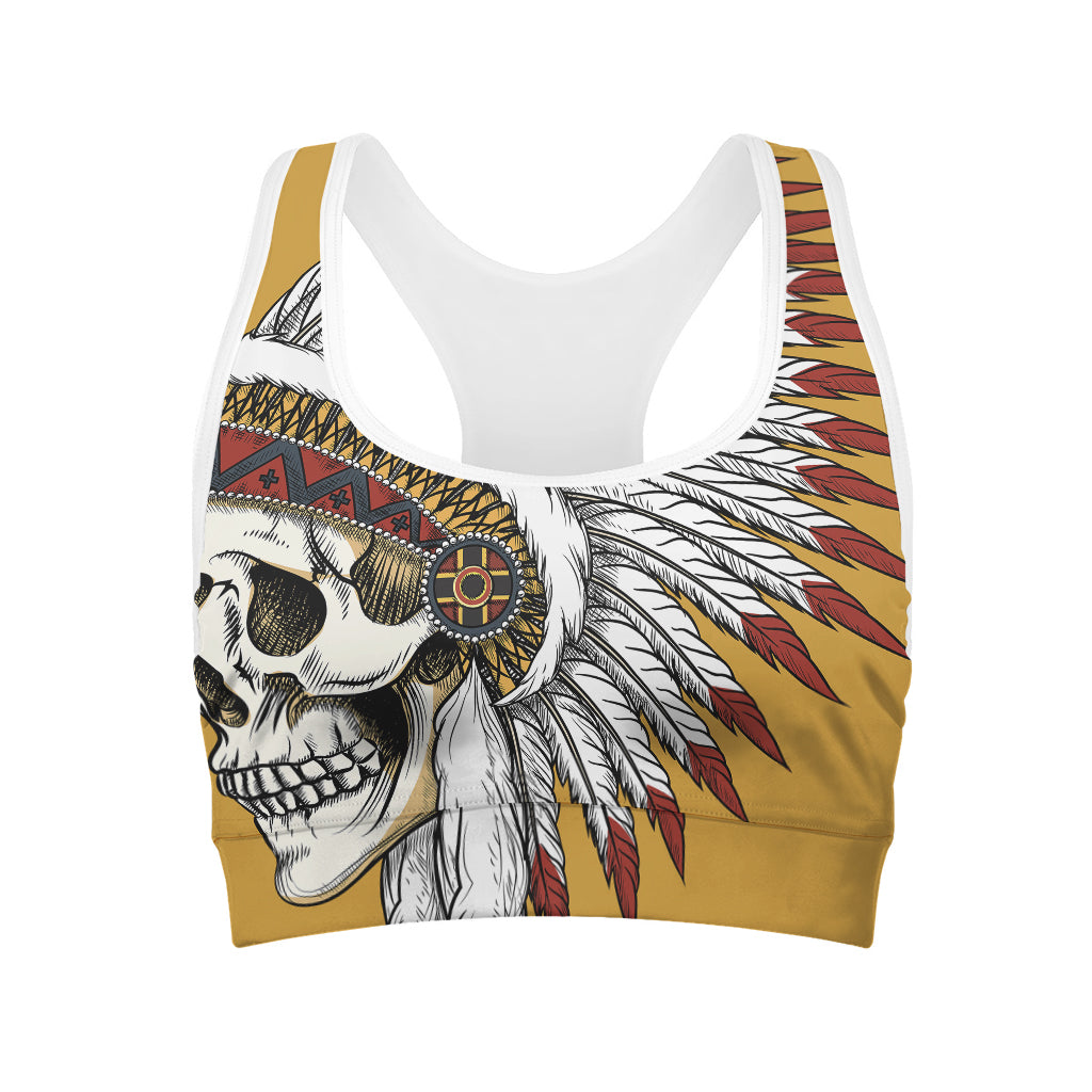 Native American Indian Skull Print Women's Sports Bra