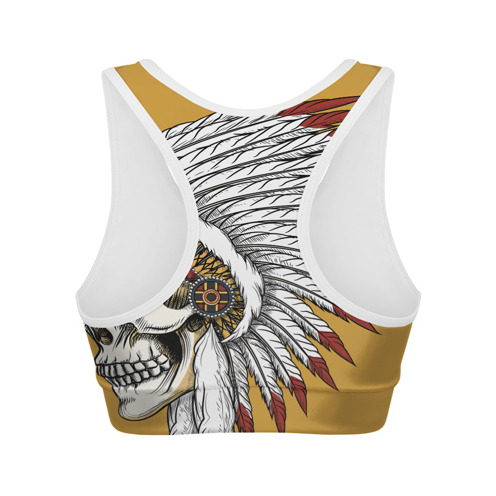 Native American Indian Skull Print Women's Sports Bra