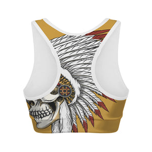 Native American Indian Skull Print Women's Sports Bra