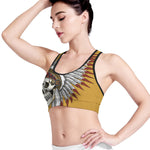 Native American Indian Skull Print Women's Sports Bra